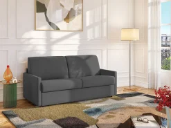 Discount Vente-unique Sofá convertível abertura rápida tecido assento memória de forma 120 cm colchão 14 cm CALIFE Cinzento
