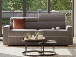 Discount Vente-unique Sofá convertível abertura rápida tecido cinza assento memória de forma 140 cm colchão 18 cm VIZIR Cinzento