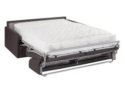 Hot Vente-unique Sofá convertível abertura rápida em couro sintético marrom assento com assento de memória de forma 160 cm colchão 22 cm CALIFE Castanho