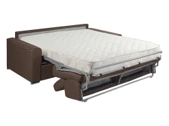 Vente-unique Sofá convertível abertura rápida em tecido marrom assento memória de forma 140 cm colchão 18 cm VIZIR^ Sofá