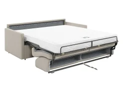 Sofá|Vente-unique Sofá convertível abertura rápida tecido assento com assento de memória de forma 160 cm colchão 14 cm CALIFE Bege
