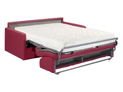 Sofá*Vente-unique Sofá convertível abertura rápida tecido assento memória de forma 160 cm colchão 18 cm CALIFE Vermelho