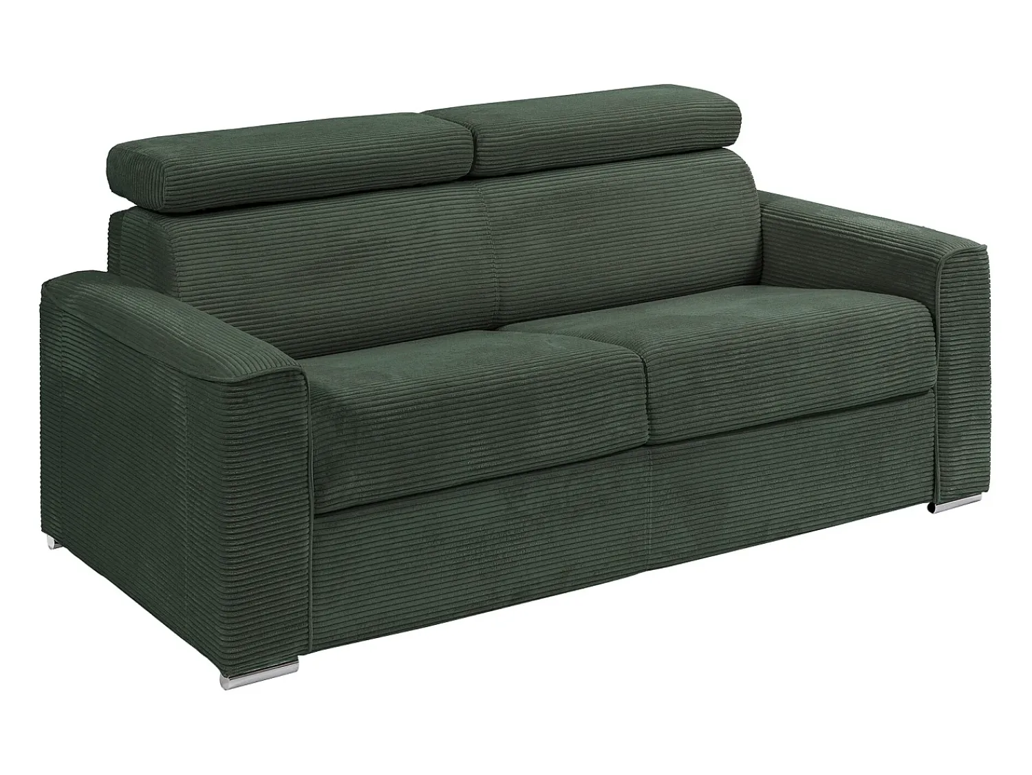 Sofá*Vente-unique Sofá convertível abertura rápida veludo canelado , cama 160 cm, colchão 18 cm VIZIR Verde
