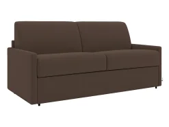 Sofá*Vente-unique Sofá convertível abertura rápida tecido assento memória de forma 120 cm colchão 22 cm CALIFE Castanho