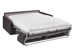 Sofá*Vente-unique Sofá convertível abertura rápida couro sintético toupeira assento memória de forma 160 cm colchão 18 cm CALIFE Taupe