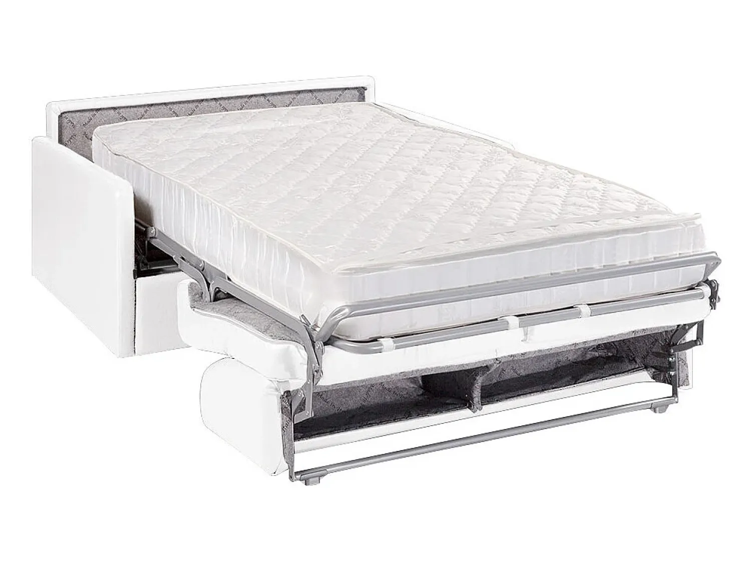 Sofá*Vente-unique Sofá convertível abertura rápida em couro sintético assento com assento de memória de forma 140 cm colchão 22 cm CALIFE Branco