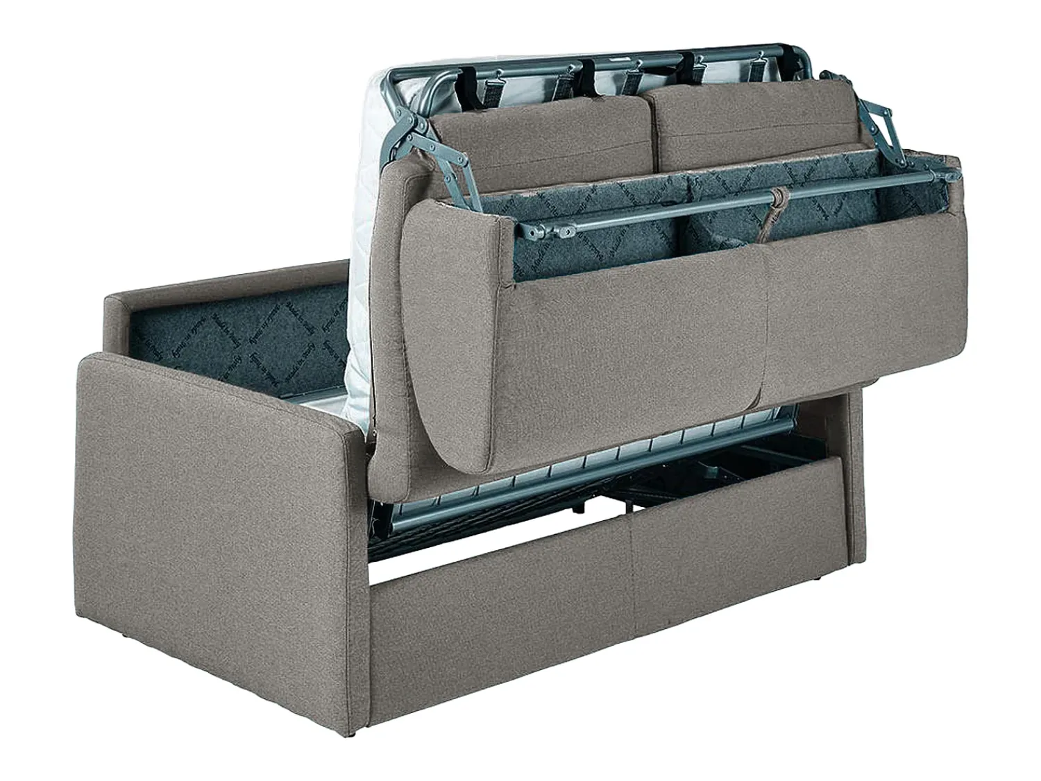 Sofá|Vente-unique Sofá convertível abertura rápida tecido cinza claro assento com assento de memória de forma 140 cm colchão 18 cm CALIFE Cinzento claro