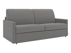 Sofá|Vente-unique Sofá convertível abertura rápida tecido cinza claro assento com assento de memória de forma 140 cm colchão 18 cm CALIFE Cinzento claro