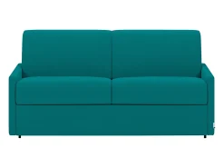 Sofá*Vente-unique Sofá convertível abertura rápida tecido assento memória de forma 140 cm colchão 22 cm CALIFE Azul turquesa