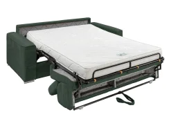 Sofá|Vente-unique Sofá convertível abertura rápida veludo canelado , cama 140 cm, colchão 14 cm VIZIR Verde