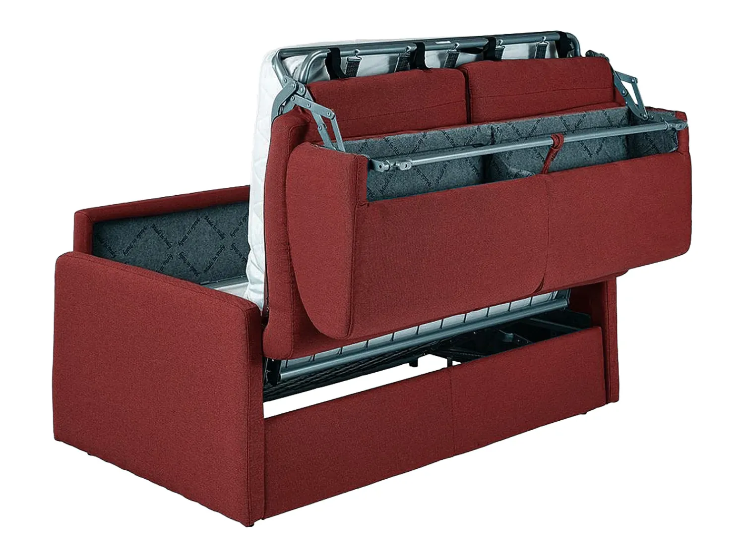 Sofá|Vente-unique Sofá convertível abertura rápida tecido assento memória de forma 160 cm colchão 22 cm CALIFE Vermelho