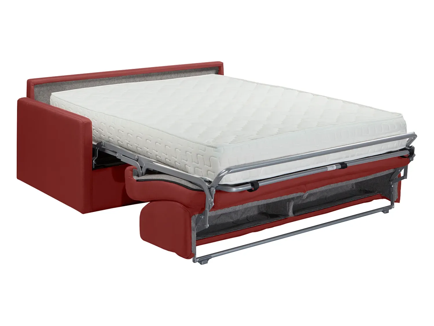 Sofá|Vente-unique Sofá convertível abertura rápida tecido assento memória de forma 160 cm colchão 22 cm CALIFE Vermelho