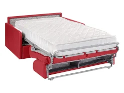 Sofá*Vente-unique Sofá convertível abertura rápida em couro sintético com assento de memória de forma 120 cm colchão 22 cm CALIFE Vermelho