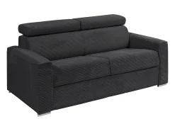 Best Vente-unique Sofá convertível abertura rápida veludo canelado cinza, cama 140 cm, colchão 14 cm VIZIR Cinzento