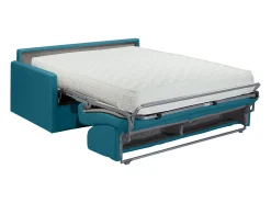 Sofá*Vente-unique Sofá convertível abertura rápida em tecido com assento de memória de forma 120 cm colchão 22 cm CALIFE Azul turquesa