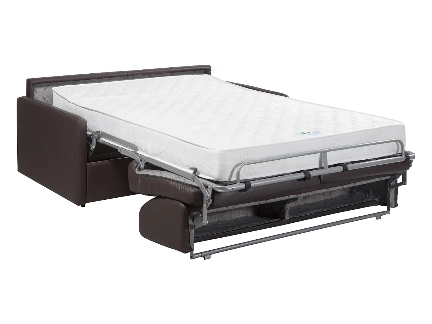 Vente-unique Sofá convertível abertura rápida couro sintético assento memória de forma 140 cm colchão 22 cm CALIFE Preto