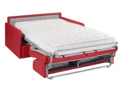 Outlet Vente-unique Sofá convertível abertura rápida em couro sintético assento com assento de memória de forma 120 cm colchão 18 cm CALIFE Vermelho