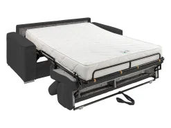 Sofá|Vente-unique Sofá convertível abertura rápida veludo canelado cinza, cama 160 cm, colchão 18 cm VIZIR Cinzento