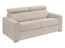 Sofá|Vente-unique Sofá convertível abertura rápida veludo canelado , cama 140 cm, colchão 14 cm VIZIR Bege