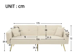 Clearance ModernLuxe Sofá convertível com encosto ajustável - 2 lugares - Tecido French Terry - Bege