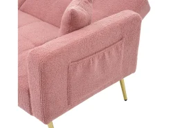 Online ModernLuxe Sofá convertível com encosto ajustável - 2 lugares - Tecido Terry Francês - Rosa