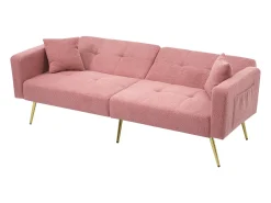 Online ModernLuxe Sofá convertível com encosto ajustável - 2 lugares - Tecido Terry Francês - Rosa