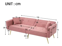 Online ModernLuxe Sofá convertível com encosto ajustável - 2 lugares - Tecido Terry Francês - Rosa