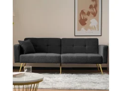 Sofá|ModernLuxe Sofá convertível com encosto ajustável - 2 lugares - Tecido turco francês - Cinza Cinzento