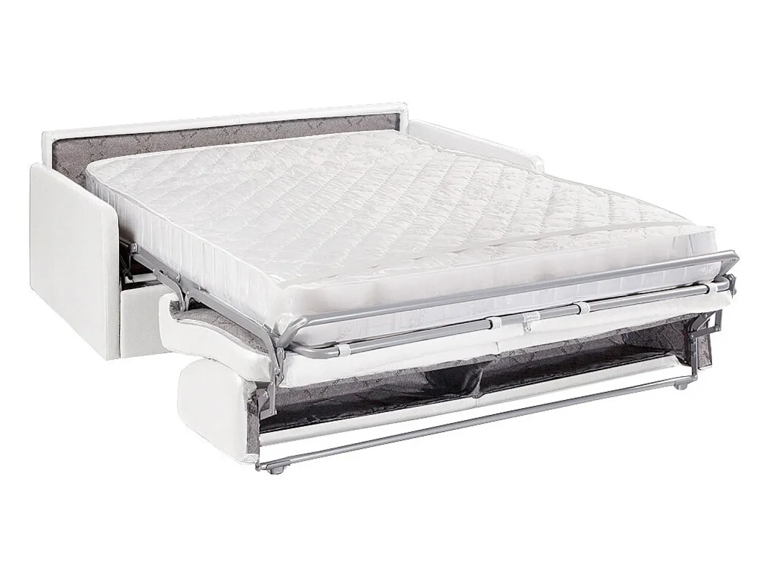 Online Vente-unique Sofá convertível couro sintético assento memória de forma 160 cm ripas largas 18 cm CALIFE Branco