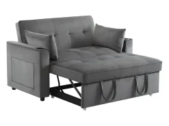 Sofá*Hauss Spole Sofá convertível de 2 lugares com função de cama - Tecido de veludo - Cinza Cinzento