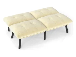 Sofá|Hauss Spole Sofá convertível de 2 lugares em , veludo e metal, com pés pretos. Creme