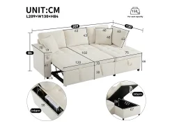 Sale Hauss Spole Sofá convertível de 3 lugares com espaço de arrumação, porta USB e 2 almofadas - Tecido chenille Bege