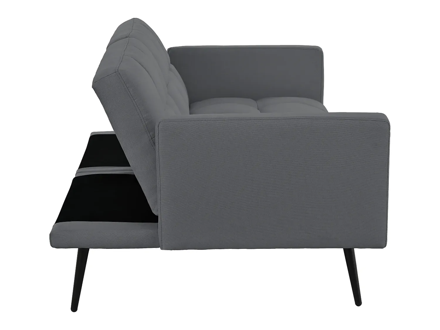 Best Hauss Spole Sofá convertível de 2 lugares com apoios de braços - Encosto ajustável em 5 posições - Pés em metal - Tecido de linho Cinzento
