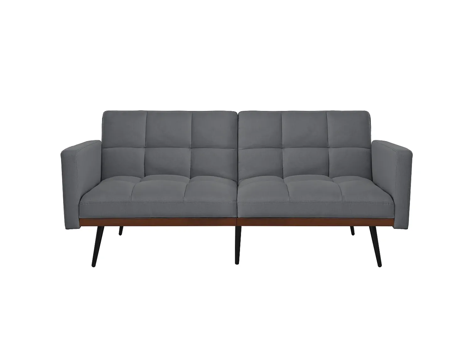 Best Hauss Spole Sofá convertível de 2 lugares com apoios de braços - Encosto ajustável em 5 posições - Pés em metal - Tecido de linho Cinzento