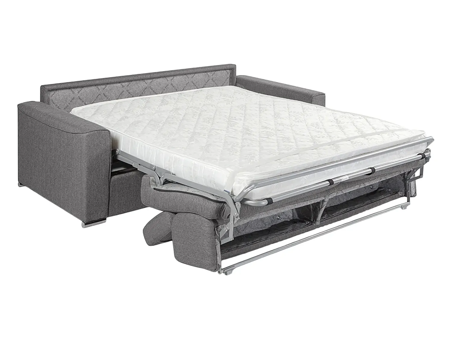 Best Vente-unique Sofá convertível de tecido cinza assento memória de forma 140 ripas largas 14cm memória de forma VIZIR Cinzento