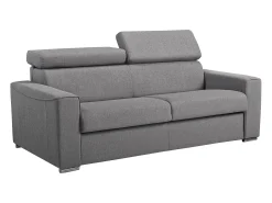 Best Vente-unique Sofá convertível de tecido cinza assento memória de forma 140 ripas largas 14cm memória de forma VIZIR Cinzento