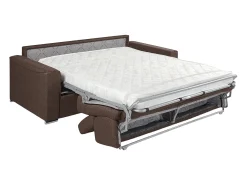 Vente-unique Sofá convertível em tecido marrom assento memória de forma 140 cm ripas largas 14 cm VIZIR^ Sofá