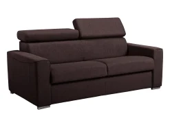 Vente-unique Sofá convertível em tecido castanho assento com assento de memória de forma 140 ripas largas 16cm memória de forma VIZIR^ Sofá