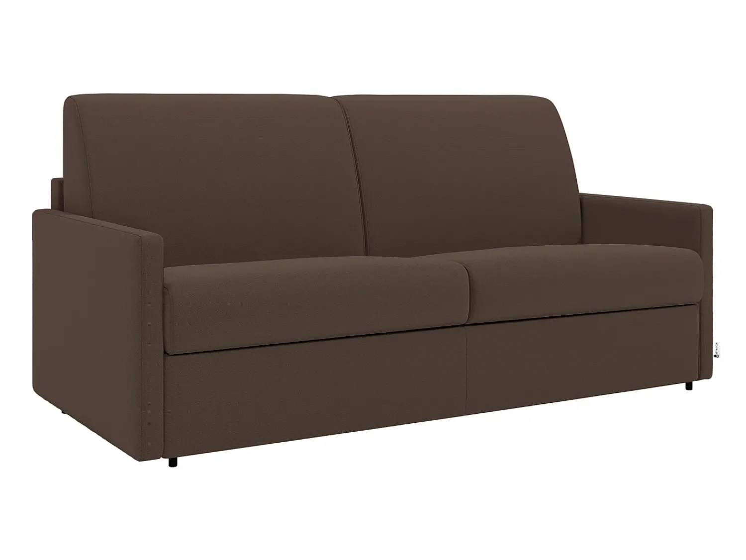 Sofá|Vente-unique Sofá convertível em tecido marrom assento memória de forma 140 cm ripas largas 18 cm CALIFE Castanho