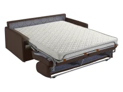 Sofá*Vente-unique Sofá convertível em tecido marrom assento memória de forma 160 cm ripas largas 14 cm CALIFE Castanho