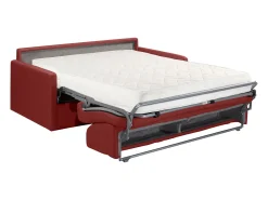 Clearance Vente-unique Sofá convertível em tecido assento memória de forma 140 cm ripas largas 14 cm CALIFE Vermelho
