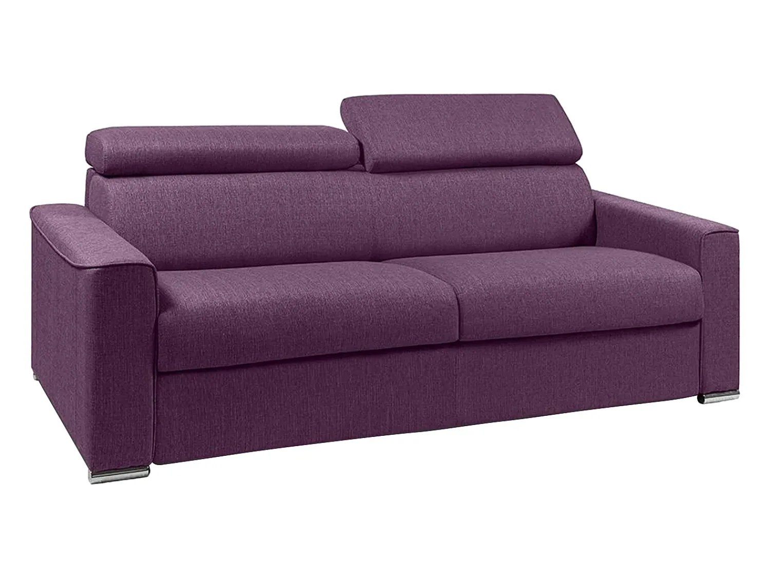 Sofá*Vente-unique Sofá convertível em tecido roxo com assento de memória de forma 160 colchão memória de forma 16cm VIZIR Violeta