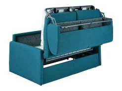 Sofá*Vente-unique Sofá convertível em tecido assento com assento de memória de forma 160 cm ripas largas 14 cm CALIFE Azul turquesa