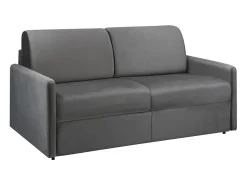 Vente-unique Sofá convertível em veludo cinza com assento de memória de forma 140 cm colchão 14 cm CALIFE^ Sofá
