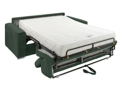 Sofá|Vente-unique Sofá convertível em veludo canelado assento memória de forma 140 cm ripas largas 22cm CALIFE Verde