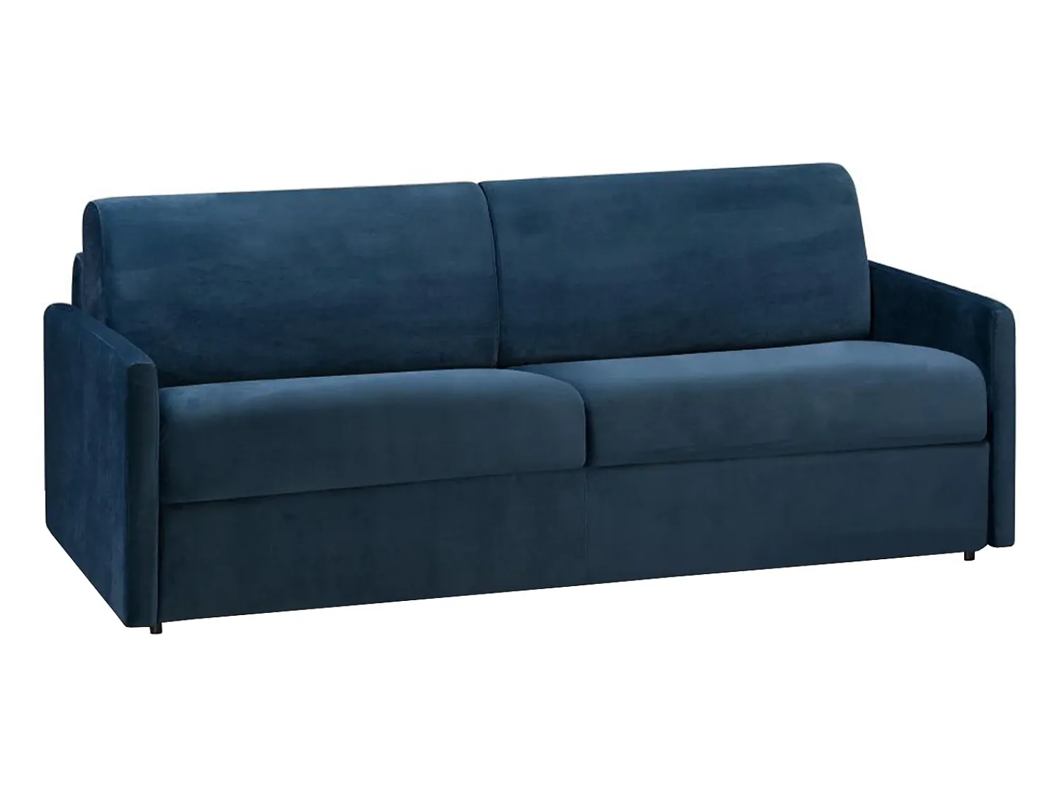 Vente-unique Sofá convertível em veludo azul noite assento de espuma com assento de memória de forma 160 cm colchão 18 cm CALIFE^ Sofá