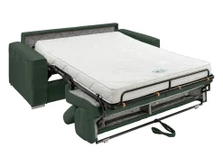 Sofá|Vente-unique Sofá convertível em veludo canelado assento memória de forma 160 cm colchão 14cm CALIFE Verde