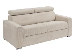 Hot Vente-unique Sofá convertível em veludo canelado assento memória de forma 160 cm colchão 18cm CALIFE Bege