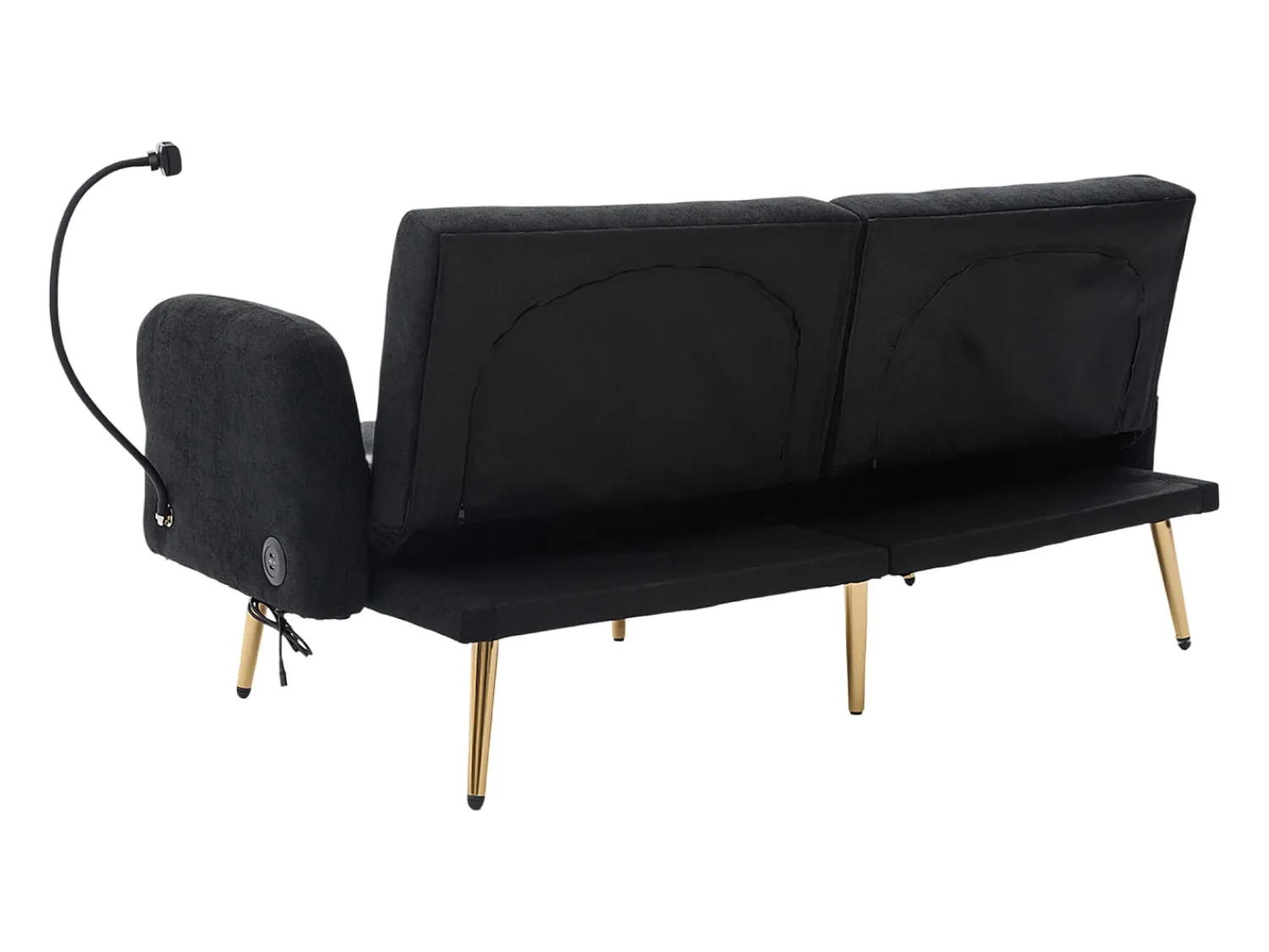 Hauss Spole Sofá convertível de 2 lugares com 2 portas USB, suporte para telemóvel e bolsos laterais 173x78x78cm^ Sofá