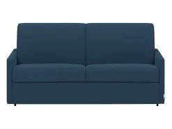 Discount Vente-unique Sofá convertível tecido azul noite assento memória de forma 160 cm ripas largas 14 cm CALIFE Azul escuro